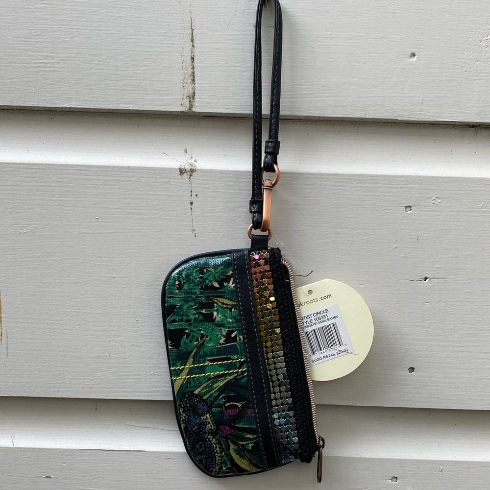 Sak Roots waxed cotton wristlet